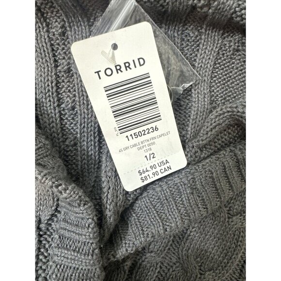 Women's Torrid Shaw Button Up Knitted Thick Gray Plus Size 1/2 - Picture 12 of 15